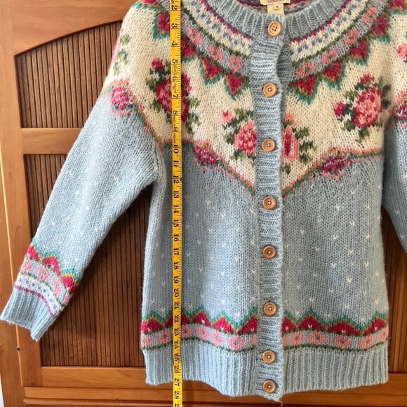 Blue Sundance Button Front Wool Cardigan, M - Picture 2 of 5